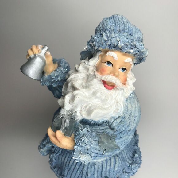 Vintage Santa Claus Blue Suit Candle Holder Figurine Ceramic Tealight Christmas - Picture 2 of 5